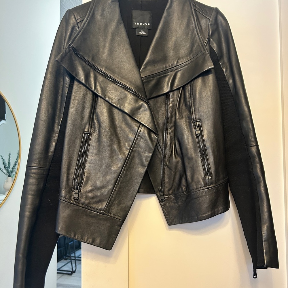 Black Leather Trouvé Jacket in XXS